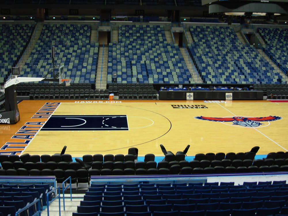 Hawk basketball court floor graphic