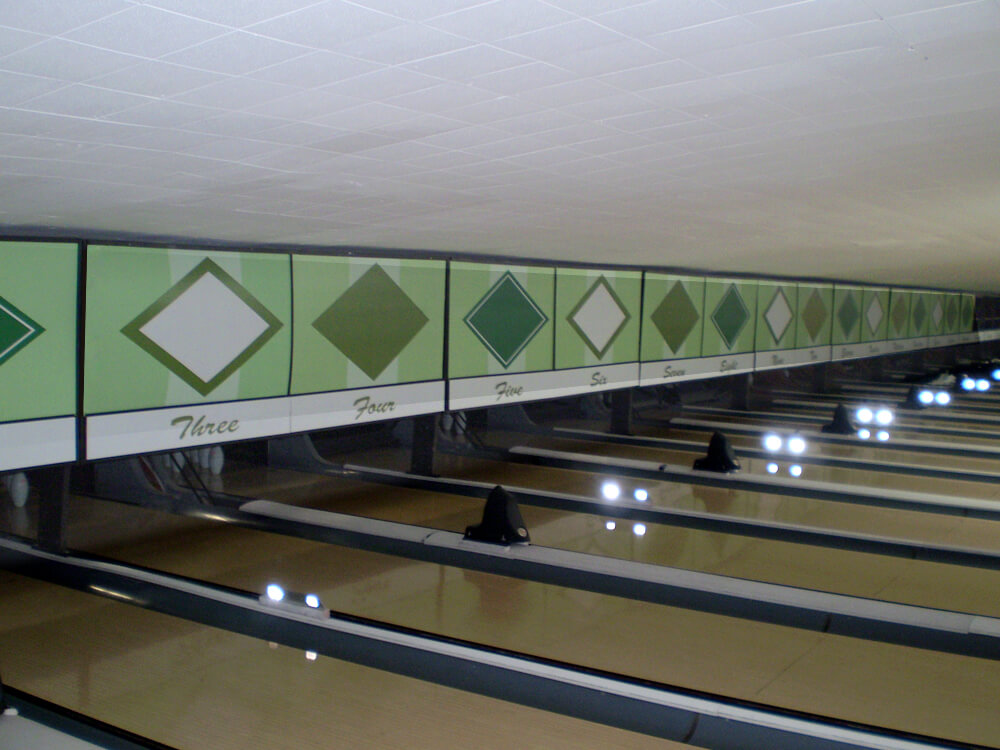 Vivid wall graphics for bowling alley