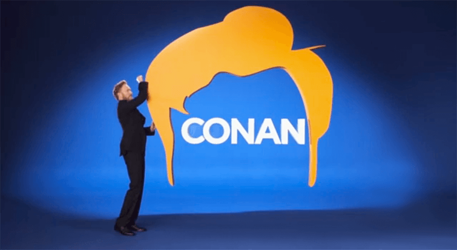 Large CNC-cut hair shape and letter for Conan o'Brien