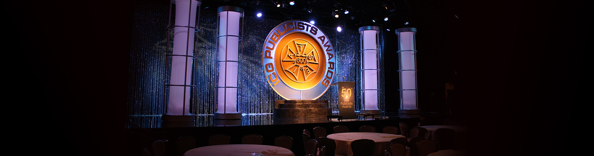 CNC-cut stage logo for the ICG Publicists Awards