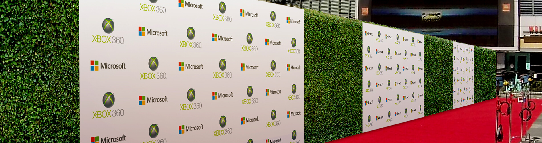 Xbox media wall with hedge walls