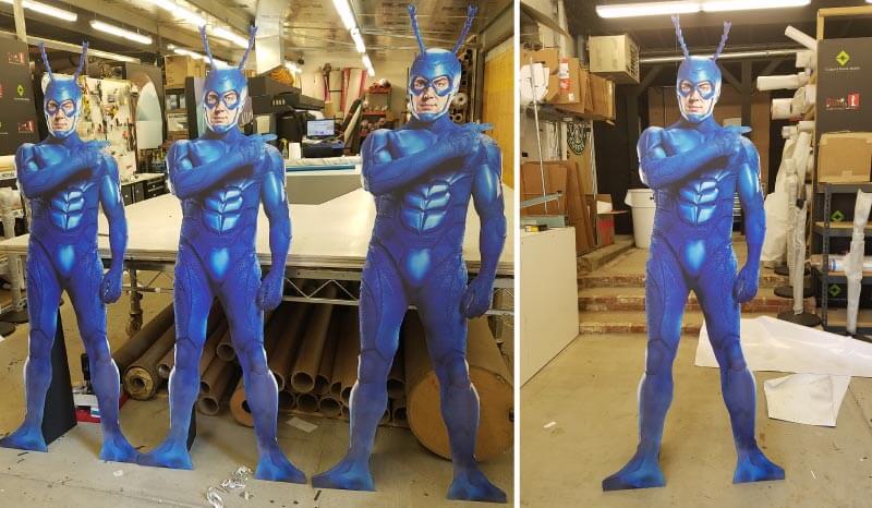 Cutout standups of 'The Tick'