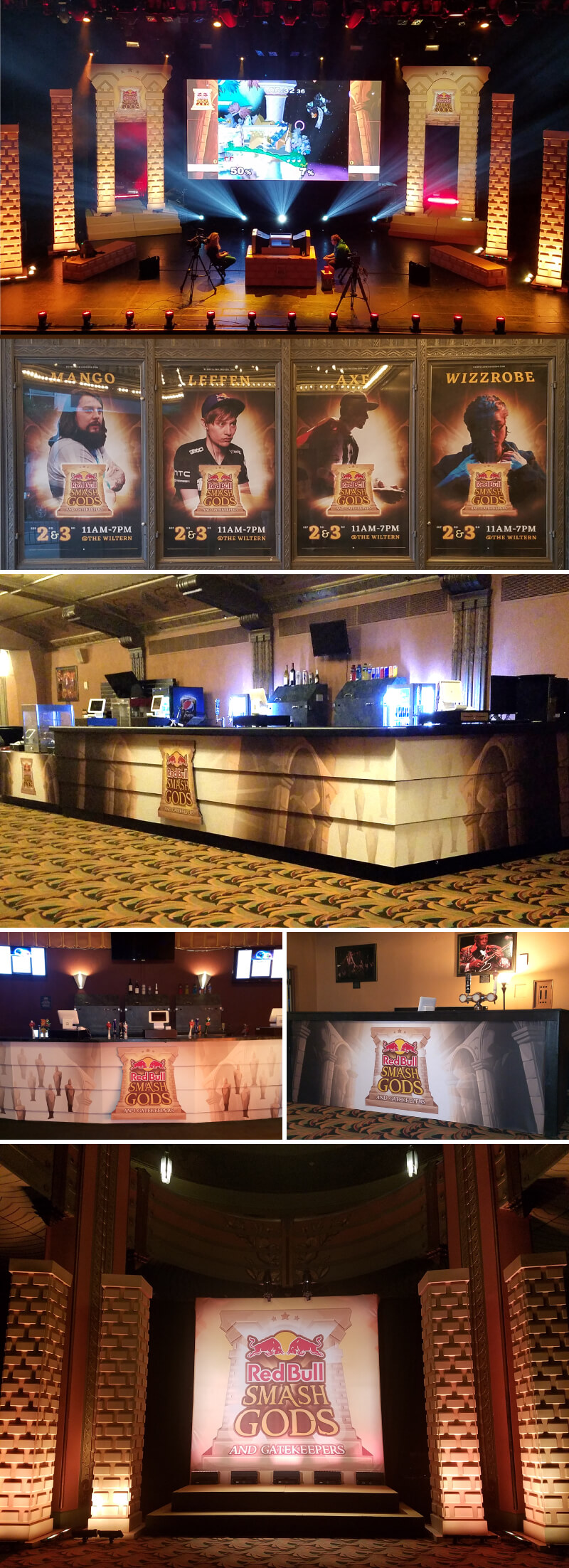 We fabricated and installed all these custom graphics for the “Red Bull Smash Gods and Gate Keepers” event