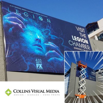 We printed this huge 16’ x 28’ wall graphic on the side of Goya Studios.